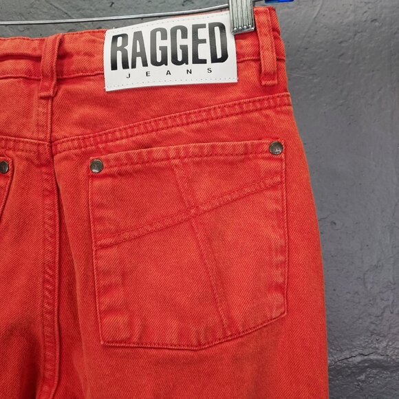 The Ragged Priest Butt Cut Mom Jeans Women's 26 Red Orange Cougar Torn Crop NEW - Picture 8 of 16